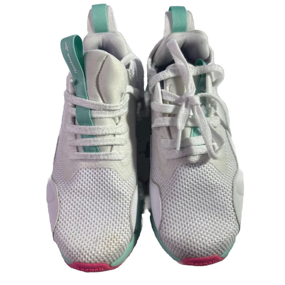 REEBOK Women’s Zig Dynamica Sneaker, White/ Hint Mint/ Acid Yellow, 7.5